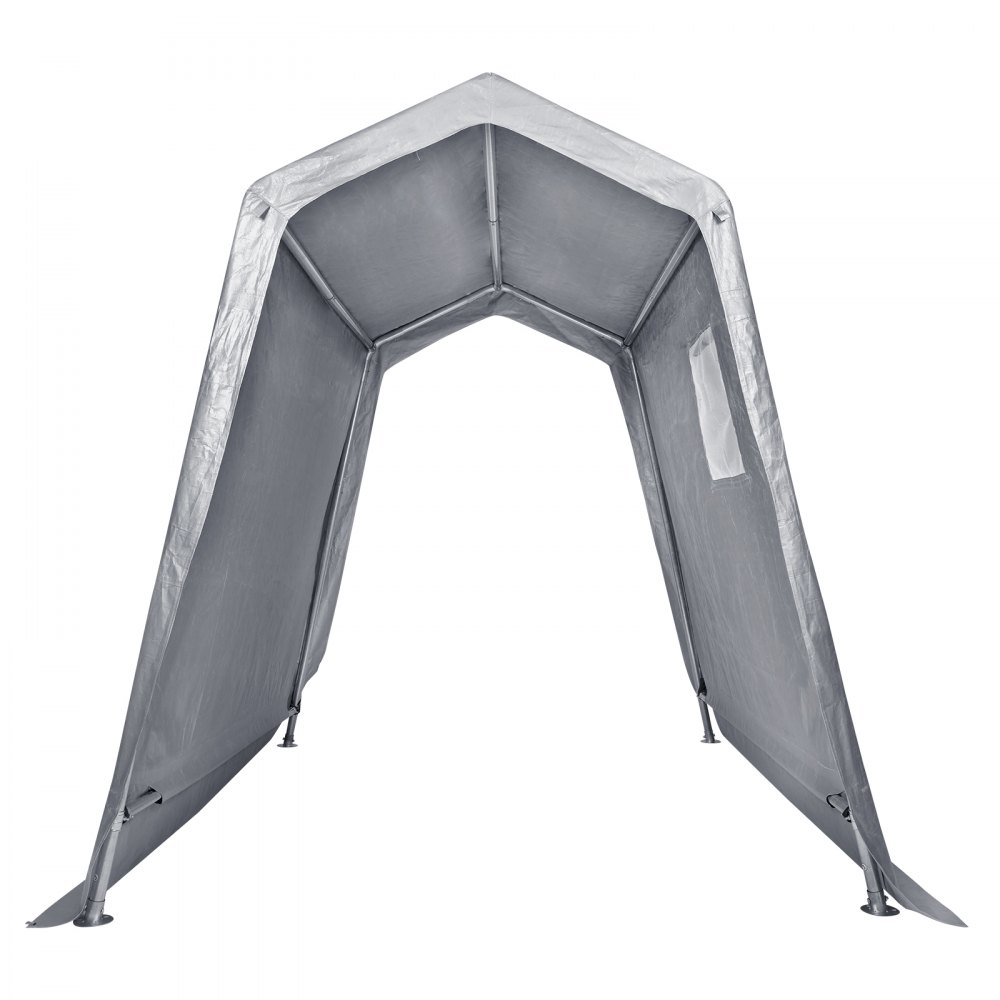VEVOR Outdoor Storage Shed, 6 x 8 ft Portable Storage Tent with Roll-up Door & Vents, Waterproof Canopy Shed Shelter, Heavy Duty Frame, Patio Garage Carport for Motorcycle, Lawn Mower, Bike, Grey