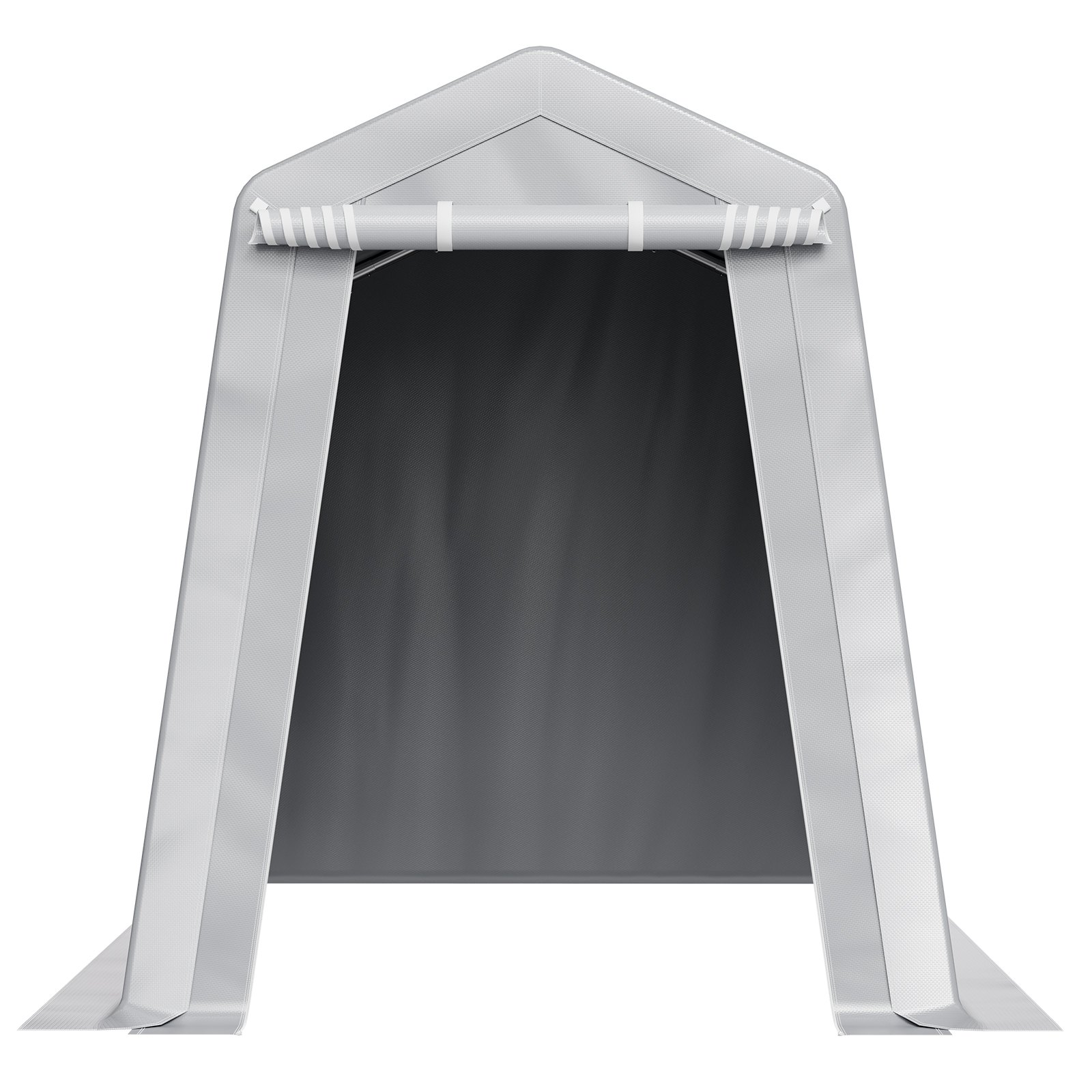 VEVOR Outdoor Storage Shed, 6 x 8 ft Portable Storage Tent with Roll-up Door & Vents, Waterproof Canopy Shed Shelter, Heavy Duty Frame, Patio Garage Carport for Motorcycle, Lawn Mower, Bike, Grey