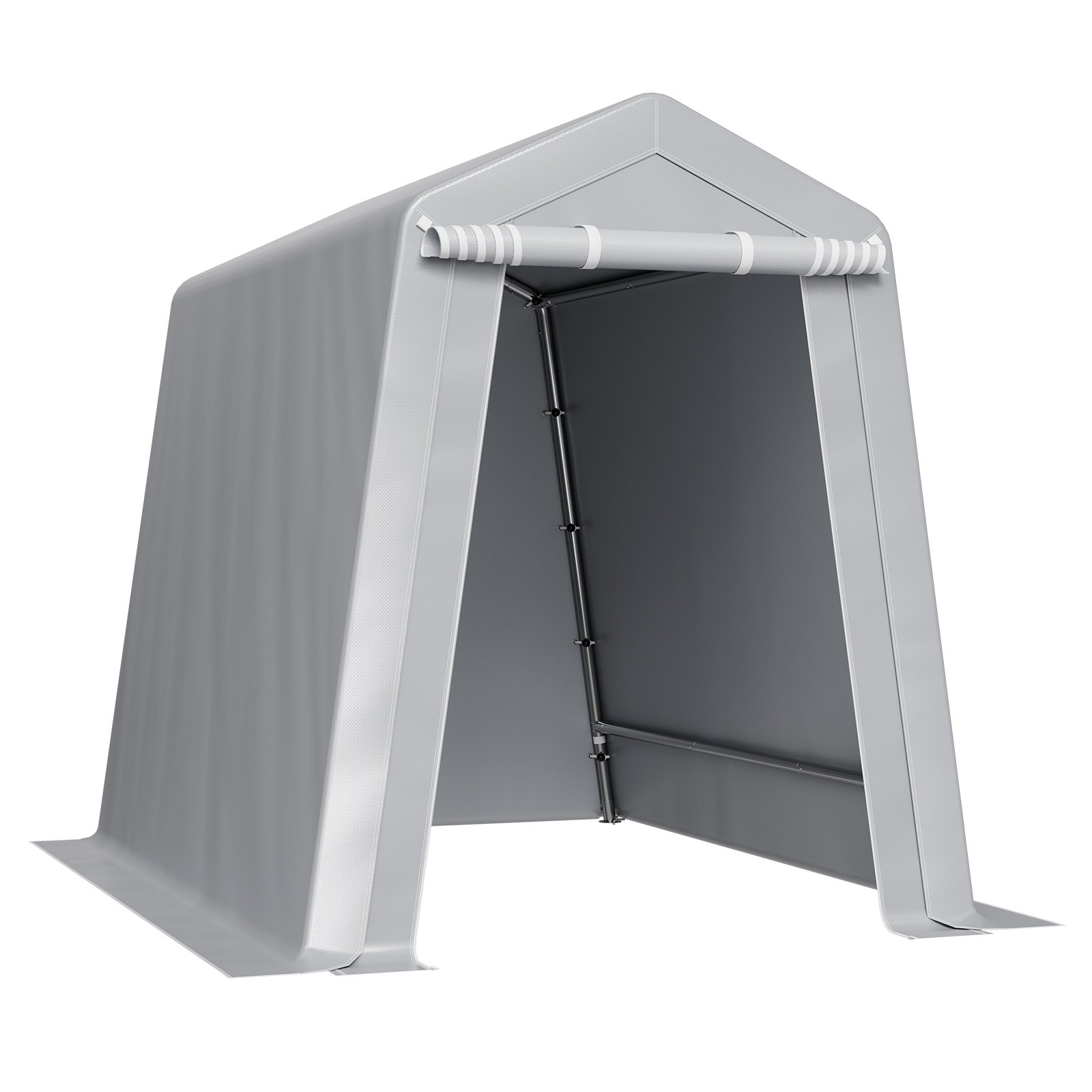 VEVOR Outdoor Storage Shed, 6 x 8 ft Portable Storage Tent with Roll-up Door & Vents, Waterproof Canopy Shed Shelter, Heavy Duty Frame, Patio Garage Carport for Motorcycle, Lawn Mower, Bike, Grey