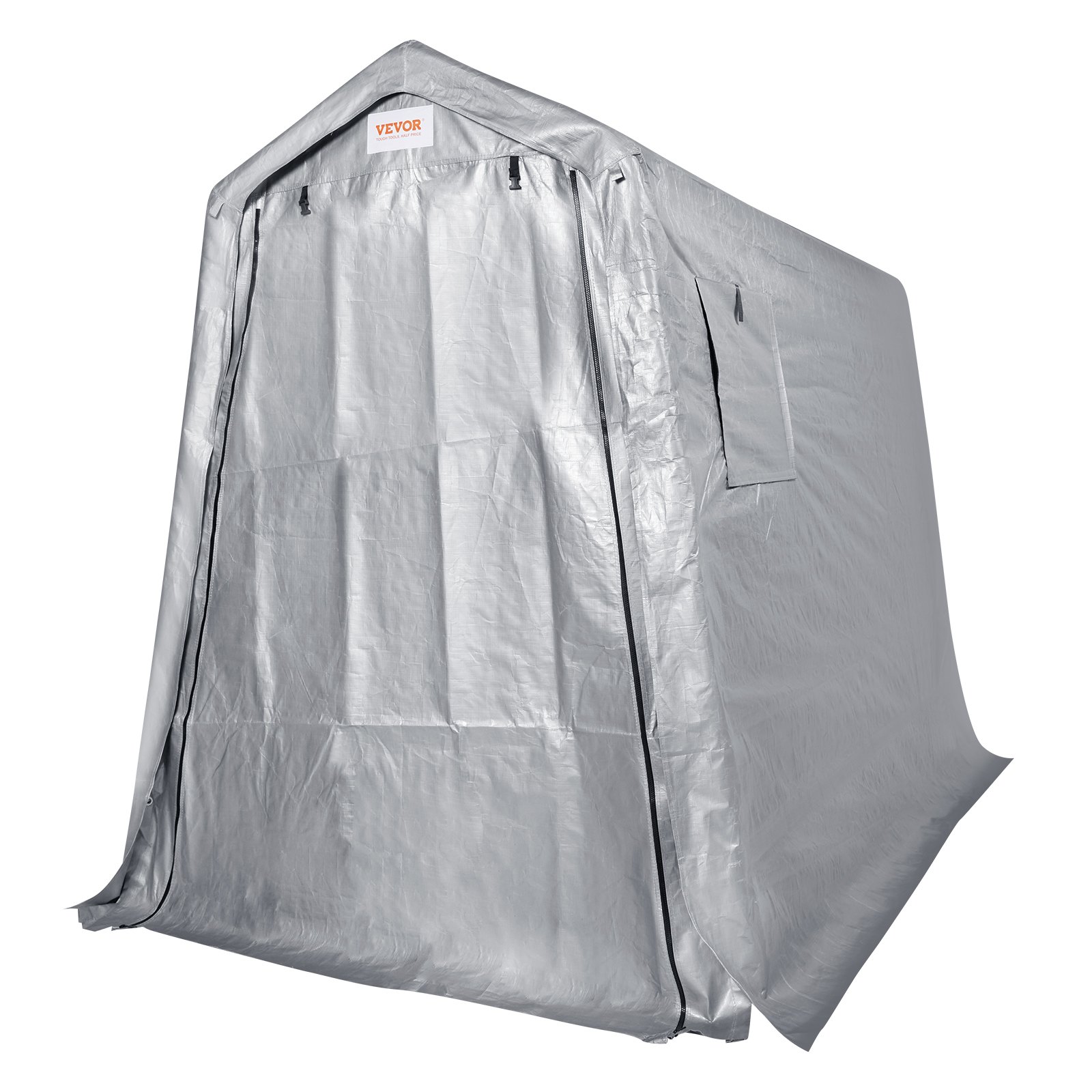 VEVOR Outdoor Storage Shed, 6 x 8 ft Portable Storage Tent with Roll-up Door & Vents, Waterproof Canopy Shed Shelter, Heavy Duty Frame, Patio Garage Carport for Motorcycle, Lawn Mower, Bike, Grey