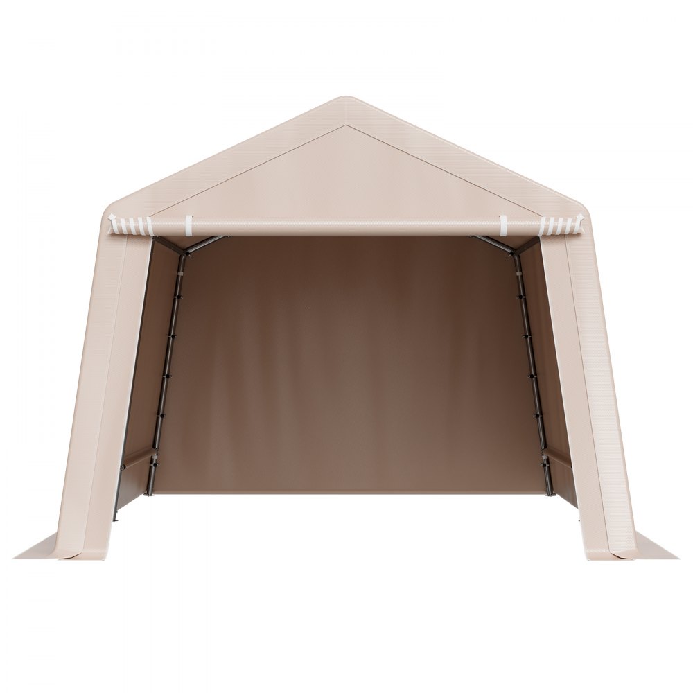 VEVOR Outdoor Storage Shed, 10 x 15 ft Portable Storage Tent with Roll-up Door, Waterproof Canopy Shed Shelter, Heavy Duty Frame, Patio Garage Carport for Motorcycle, Lawn Mower, Bike, Beige