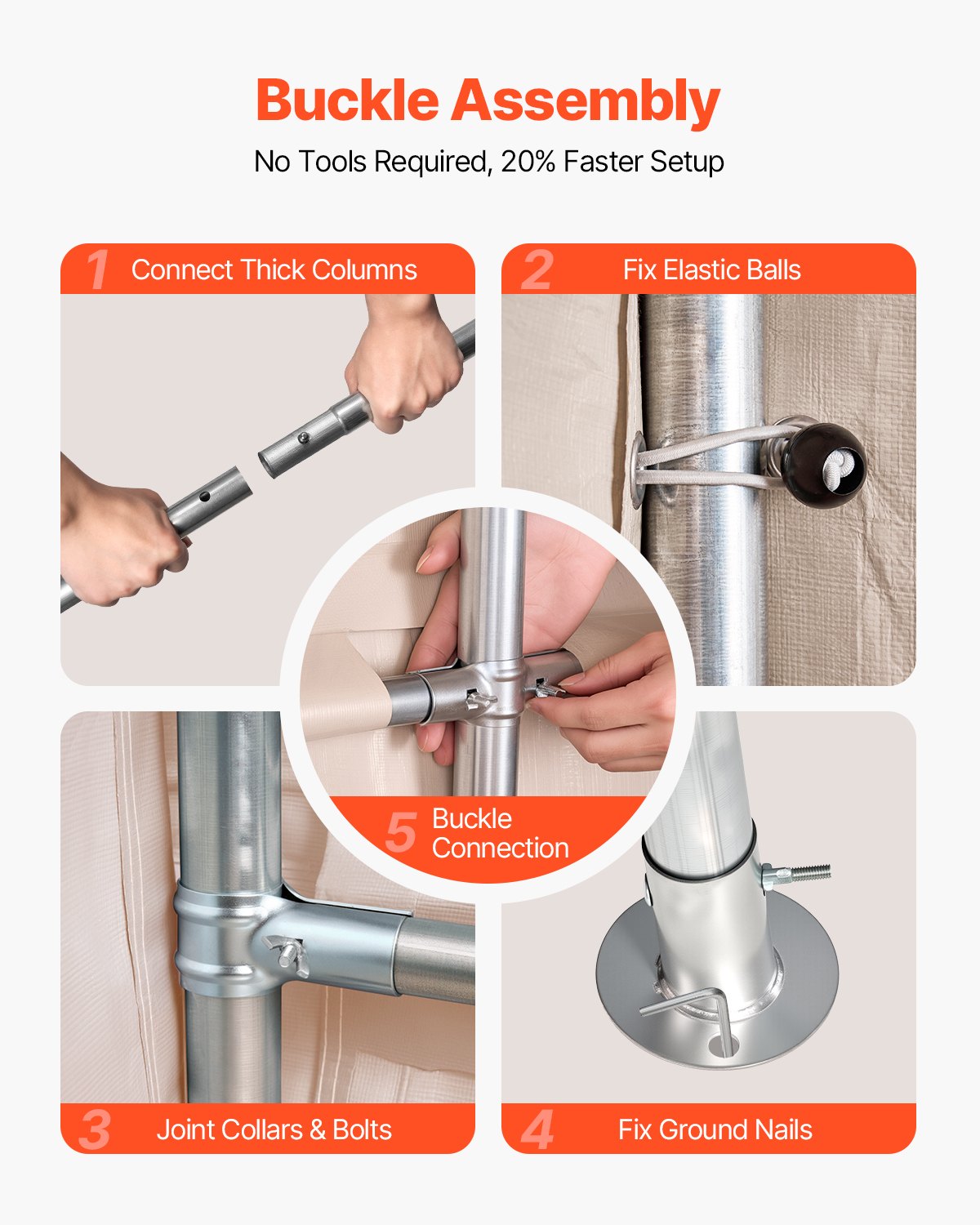 VEVOR Outdoor Storage Shed, 10 x 15 ft Portable Storage Tent with Roll-up Door, Waterproof Canopy Shed Shelter, Heavy Duty Frame, Patio Garage Carport for Motorcycle, Lawn Mower, Bike, Beige