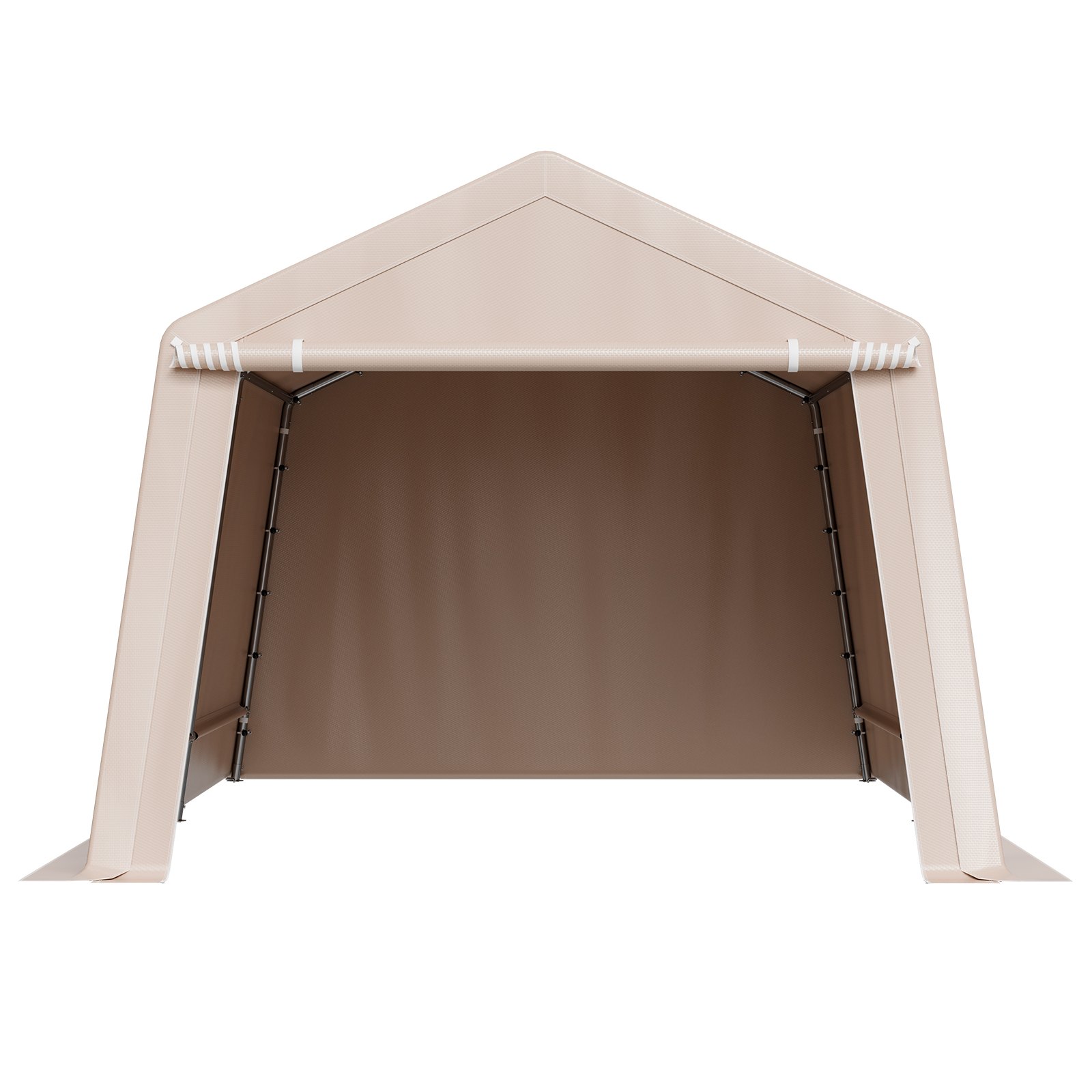 VEVOR Outdoor Storage Shed, 10 x 15 ft Portable Storage Tent with Roll-up Door, Waterproof Canopy Shed Shelter, Heavy Duty Frame, Patio Garage Carport for Motorcycle, Lawn Mower, Bike, Beige