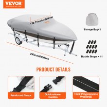 VEVOR Boat Cover 600D Waterproof 16-18.5 ft Boat Cover V-Hull Tri-Hull Runabout
