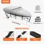 VEVOR Boat Cover, 5180-5790 mm Trailerable Waterproof Boat Cover, 600D Marine Grade PU Oxford, with Motor Cover and Buckle Straps, for V-Hull, Tri-Hull, Fish Ski Boat, Runabout, Bass Boat, Grey