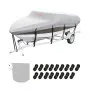 VEVOR Boat Cover, 23'-24' Trailerable Waterproof Boat Cover, 600D Marine Grade PU Oxford, with Motor Cover and Buckle Straps, for V-Hull, Tri-Hull, Fish Ski Boat, Runabout, Bass Boat, Grey