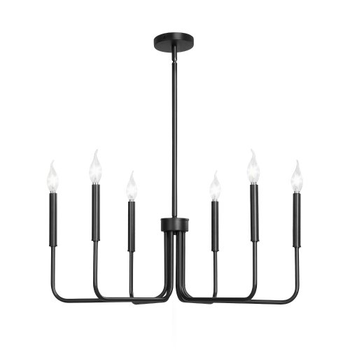 6-Light Chandelier Black Modern Chandelier Adjustable Height for Ceilings