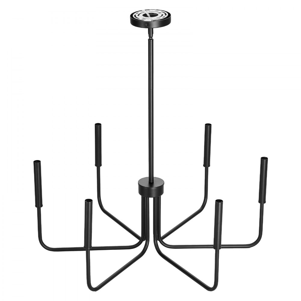 VEVOR 6-Light Chandelier, Black Farmhouse Chandelier, Adjustable Height, Dining Room Hanging Light Fixture for Ceilings, Modern Chandelier for Bedroom, Foyer, Hall, Kitchen, Living Room and Entryway
