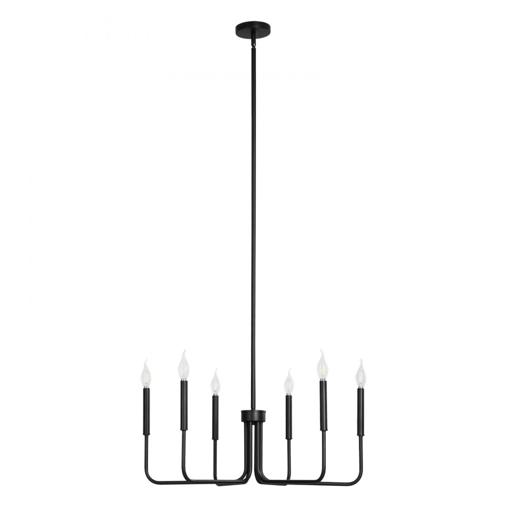 VEVOR 6-Light Chandelier, Black Farmhouse Chandelier, Adjustable Height, Dining Room Hanging Light Fixture for Ceilings, Modern Chandelier for Bedroom, Foyer, Hall, Kitchen, Living Room and Entryway