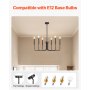 6-Light Chandelier Black Modern Chandelier Adjustable Height for Ceilings