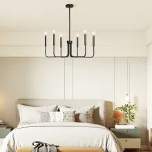 6-Light Chandelier Black Modern Chandelier Adjustable Height for Ceilings