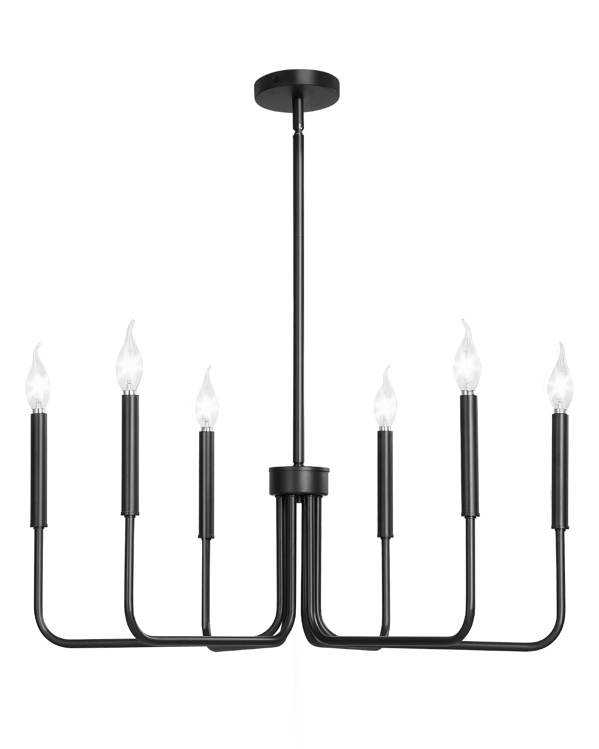 VEVOR 6-Light Chandelier, Black Farmhouse Chandelier, Adjustable Height, Dining Room Hanging Light Fixture for Ceilings, Modern Chandelier for Bedroom, Foyer, Hall, Kitchen, Living Room and Entryway