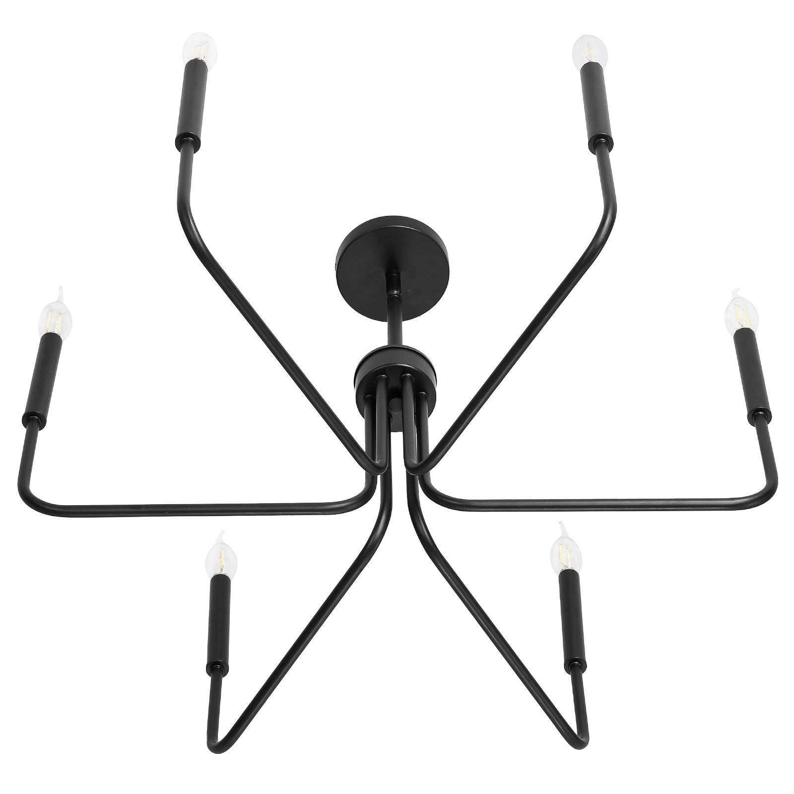 VEVOR 6-Light Chandelier, Black Farmhouse Chandelier, Adjustable Height, Dining Room Hanging Light Fixture for Ceilings, Modern Chandelier for Bedroom, Foyer, Hall, Kitchen, Living Room and Entryway