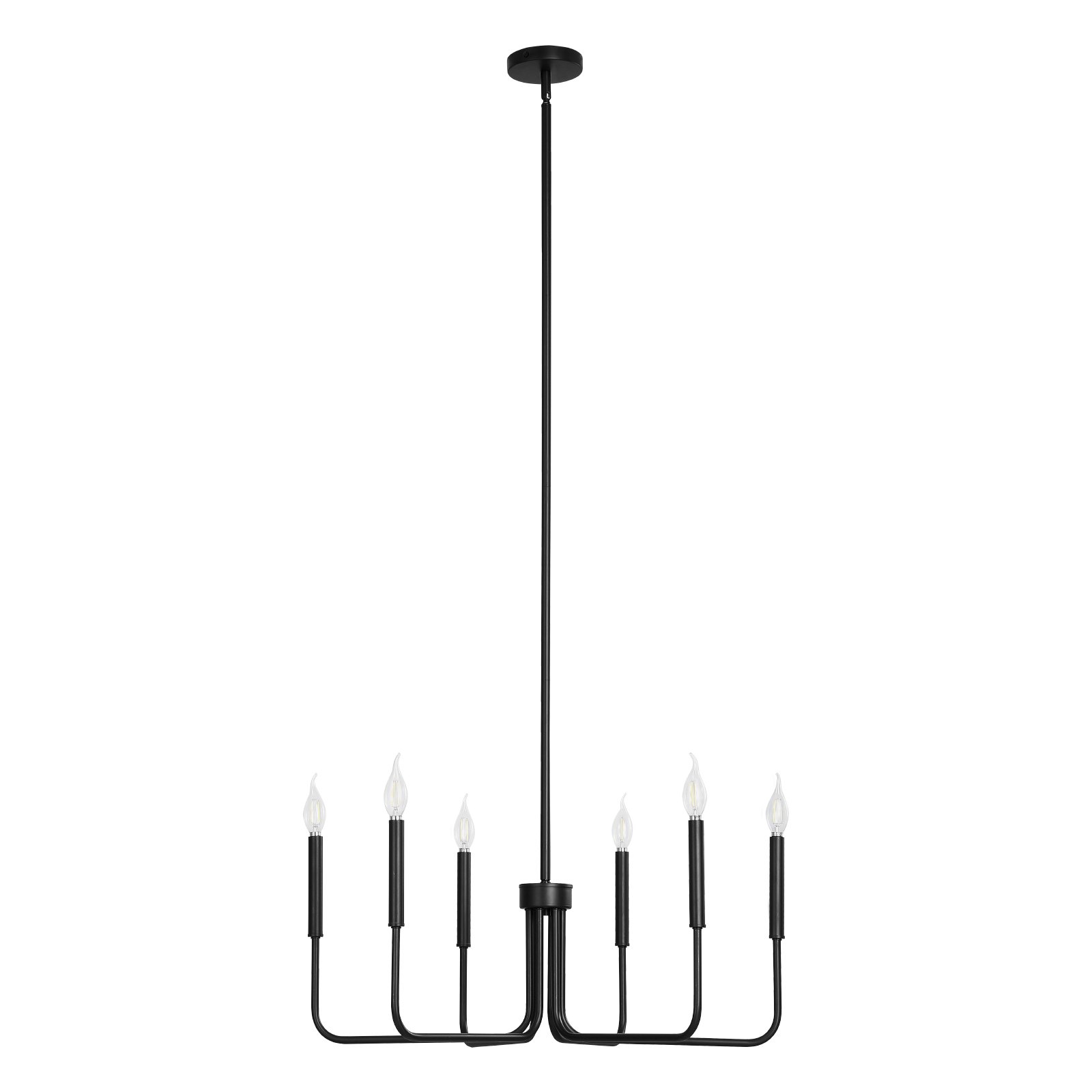 VEVOR 6-Light Chandelier, Black Farmhouse Chandelier, Adjustable Height, Dining Room Hanging Light Fixture for Ceilings, Modern Chandelier for Bedroom, Foyer, Hall, Kitchen, Living Room and Entryway