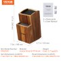VEVOR Universal Knife Holder, Acacia Wood Knife Block Without Knives, Two-Tier Knife Storage Stand with PP Brush, Extra Large Multifunctional Wooden Knife Organizer, Knife Rack for Kitchen Counter