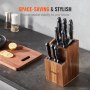 VEVOR Universal Knife Holder, Acacia Wood Knife Block Without Knives, Two-Tier Knife Storage Stand with PP Brush, Extra Large Multifunctional Wooden Knife Organizer, Knife Rack for Kitchen Counter