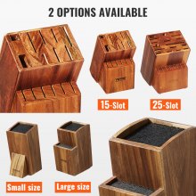 VEVOR Universal Knife Holder, Acacia Wood Knife Block Without Knives, Two-Tier Knife Storage Stand with PP Brush, Extra Large Multifunctional Wooden Knife Organizer, Knife Rack for Kitchen Counter