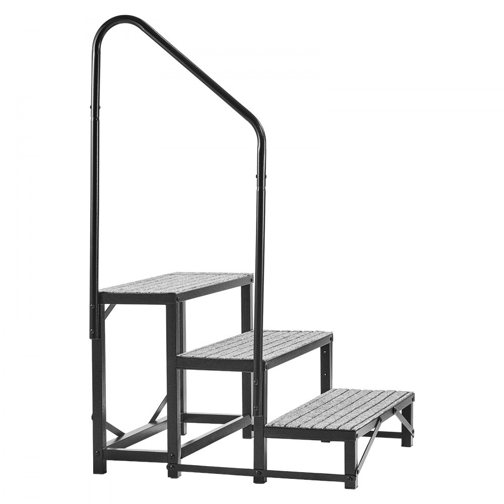 VEVOR RV Steps with Handrail, 3 Steps, 300 kg Load Capacity, Heavy Duty Outdoor RV Stairs with Non-Slip Mat for Elderly and Pets, Portable Stairs for Hot Tub, Camper, Mobile Home, Porch, Pool, SPA
