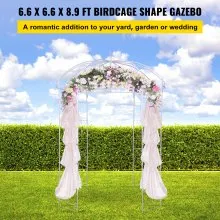 VEVOR Birdcage Shape Gazebo Pergola 9' x 6.6' for Wedding Outdoor Garden White
