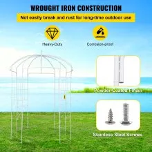 VEVOR Birdcage Shape Gazebo Pergola 9' x 6.6' for Wedding Outdoor Garden White