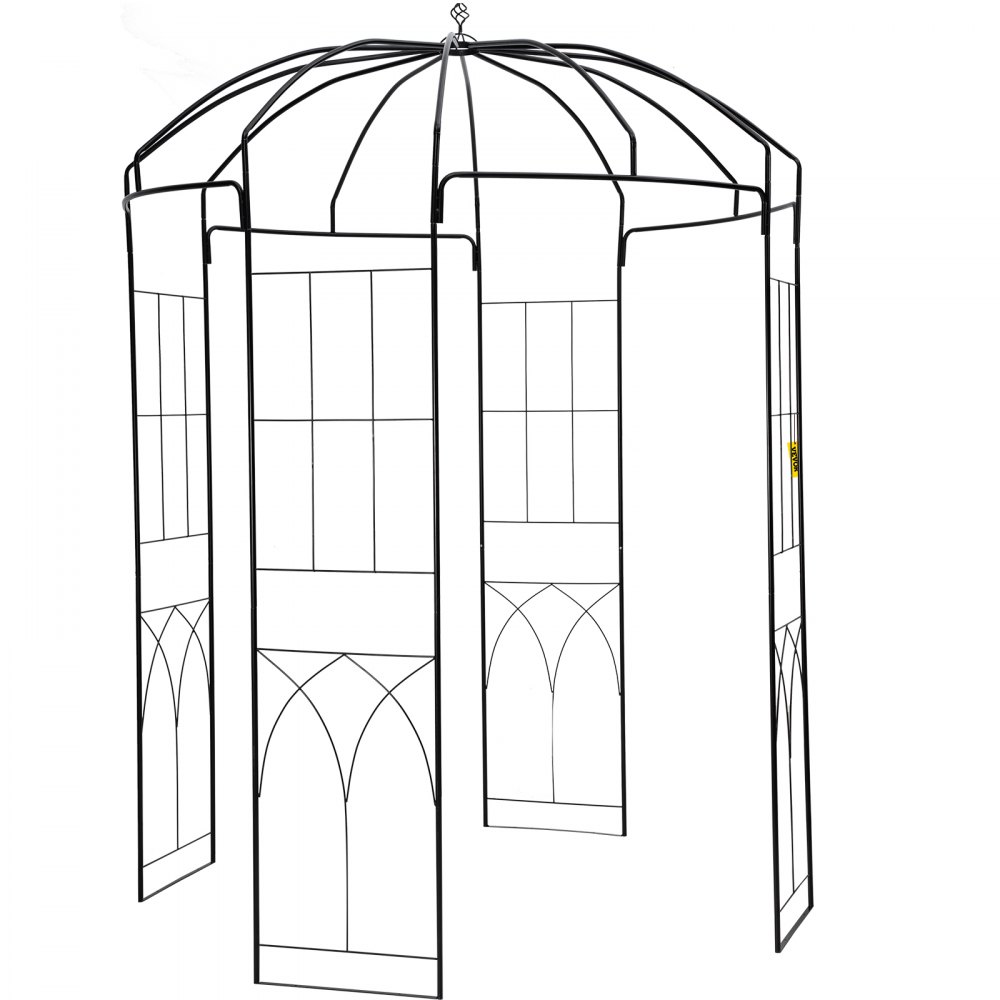 VEVOR Birdcage Shape Garden Arbor, 2.44m High, 1.59m Wide, Heavy Duty Wrought Iron Arbor, Wedding Arch Trellis for Climbing Vines in Outdoor Garden, Backyard, Lawn, Patio, Black