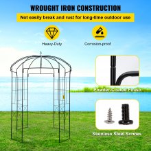 VEVOR Birdcage Shape Garden Arbor, 8 FT High, 5.2FT Wide, Heavy Duty Wrought Iron Arbor, Wedding Arch Trellis for Climbing Vines in Outdoor Garden, Backyard, Lawn, Patio, Black