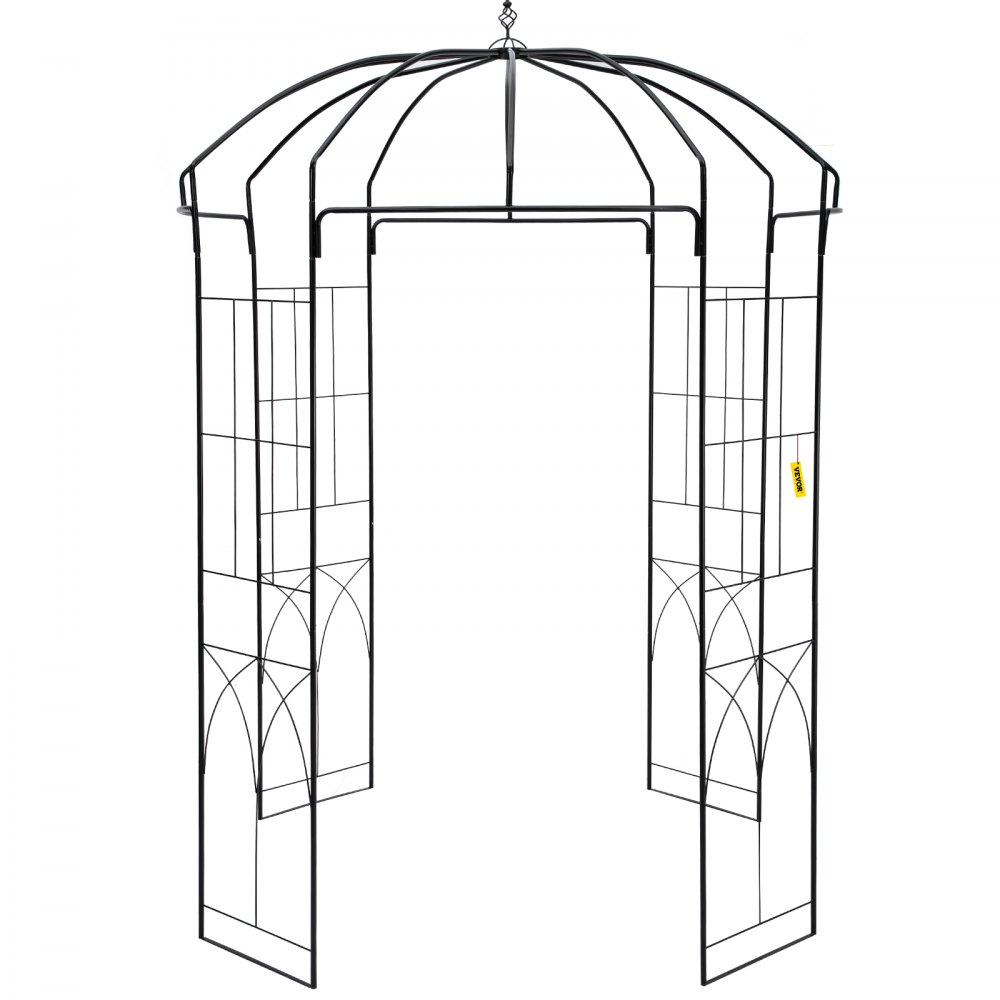 VEVOR Birdcage Shape Garden Arbor, 9\' High x 6.6\' Wide, Heavy Duty Wrought Iron Arbor, Wedding Arch Trellis for Climbing Vines in Outdoor Garden, Lawn, Backyard, Patio, Black