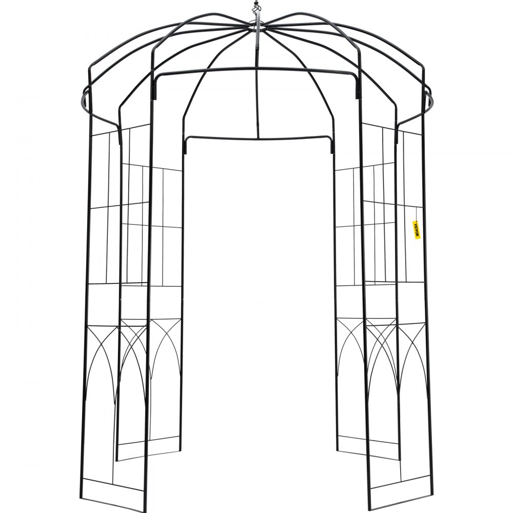 VEVOR Birdcage Shape Garden Arbor, 9\' High x 6.6\' Wide, Heavy Duty Wrought Iron Arbor, Wedding Arch Trellis for Climbing Vines in Outdoor Garden, Lawn, Backyard, Patio, Black