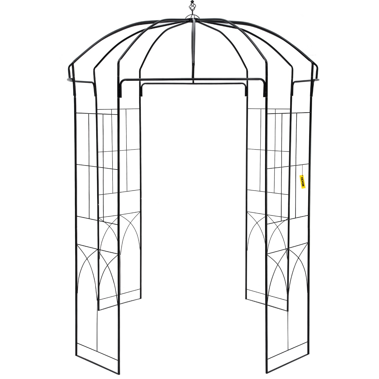 VEVOR Birdcage Shape Garden Arbor, 9\' High x 6.6\' Wide, Heavy Duty Wrought Iron Arbor, Wedding Arch Trellis for Climbing Vines in Outdoor Garden, Lawn, Backyard, Patio, Black