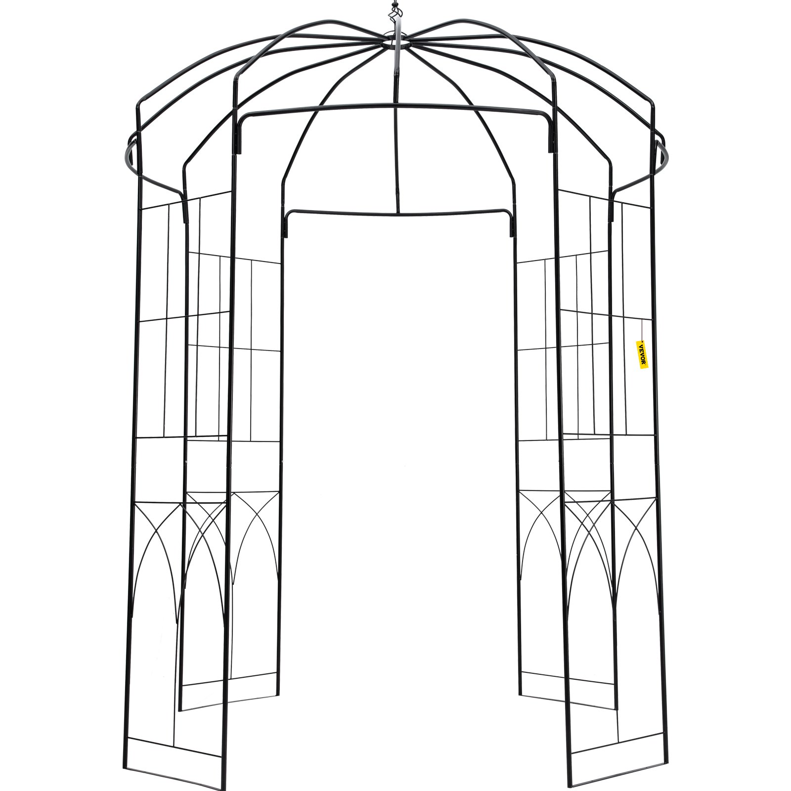 VEVOR Birdcage Shape Garden Arbor, 9\' High x 6.6\' Wide, Heavy Duty Wrought Iron Arbor, Wedding Arch Trellis for Climbing Vines in Outdoor Garden, Lawn, Backyard, Patio, Black