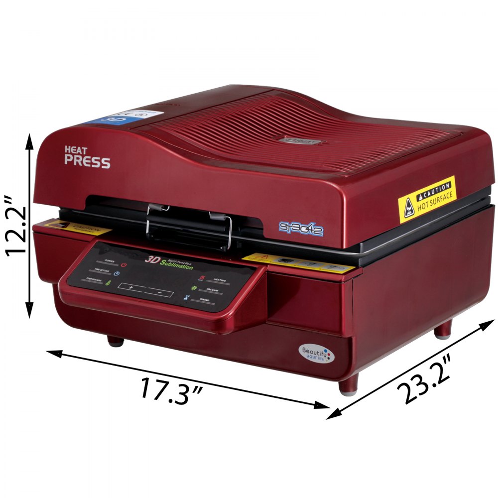 VEVOR Heat Press Multi-Function 3D Sublimation Machine 2800W 3D Vacuum Sublimation Heat Press Machine for Mugs Phone Case Plate and Glasses Photo Frame