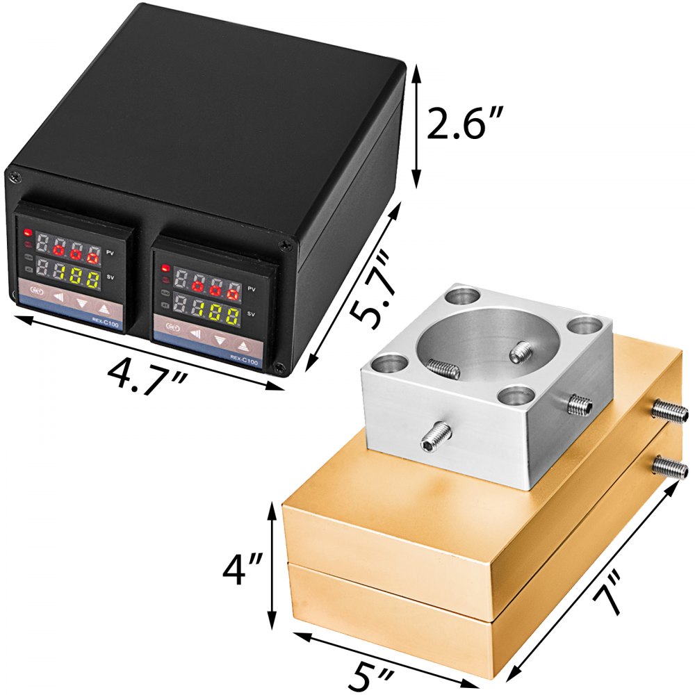 Rosin Press Plate Kit 4"x7" Rosin Extractor 4 Heating Rods 10-20 Ton Hydraulic