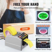 VEVOR Automatic Tape Dispenser, Self-Adhesive Electric Tape Cutter, 25 W Packaging Machine, Tape Cutter, 6-60 mm Tape Width, Electric Tape Cutter Packaging Machine