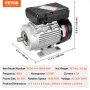 Elektromotor VEVOR 0,55KW 1400RPM AC 220~240V 4,5A 1-fázový 19mm hriadeľ s kľúčom