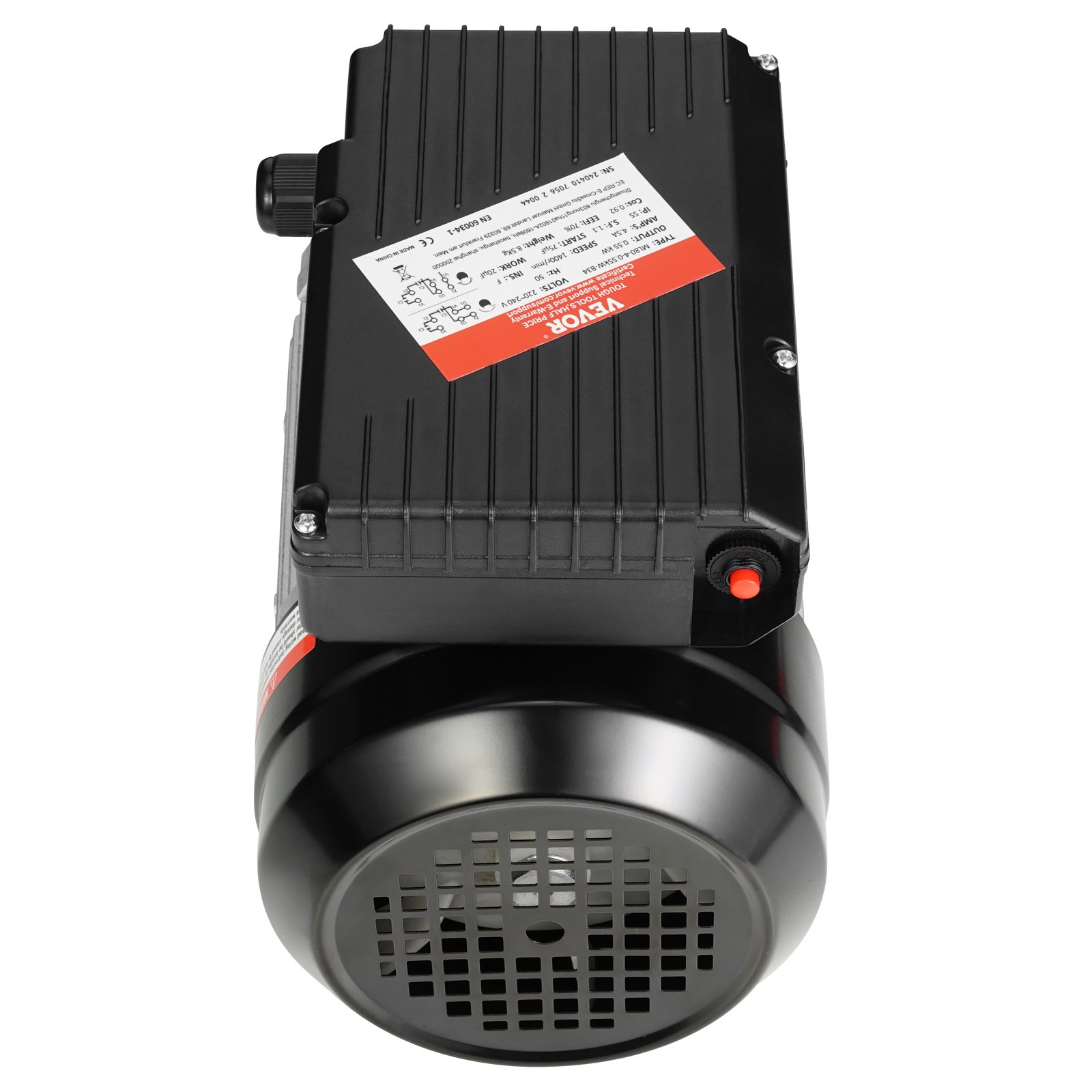 VEVOR 0.55KW Electric Motor 1400 rpm, AC 220~240V 4.5A, 80, B34 Frame, Air Compressor Motor Single Phase, 19mm Keyed Shaft, CW/CCW Rotation for Agricultural Machinery and General Equipment