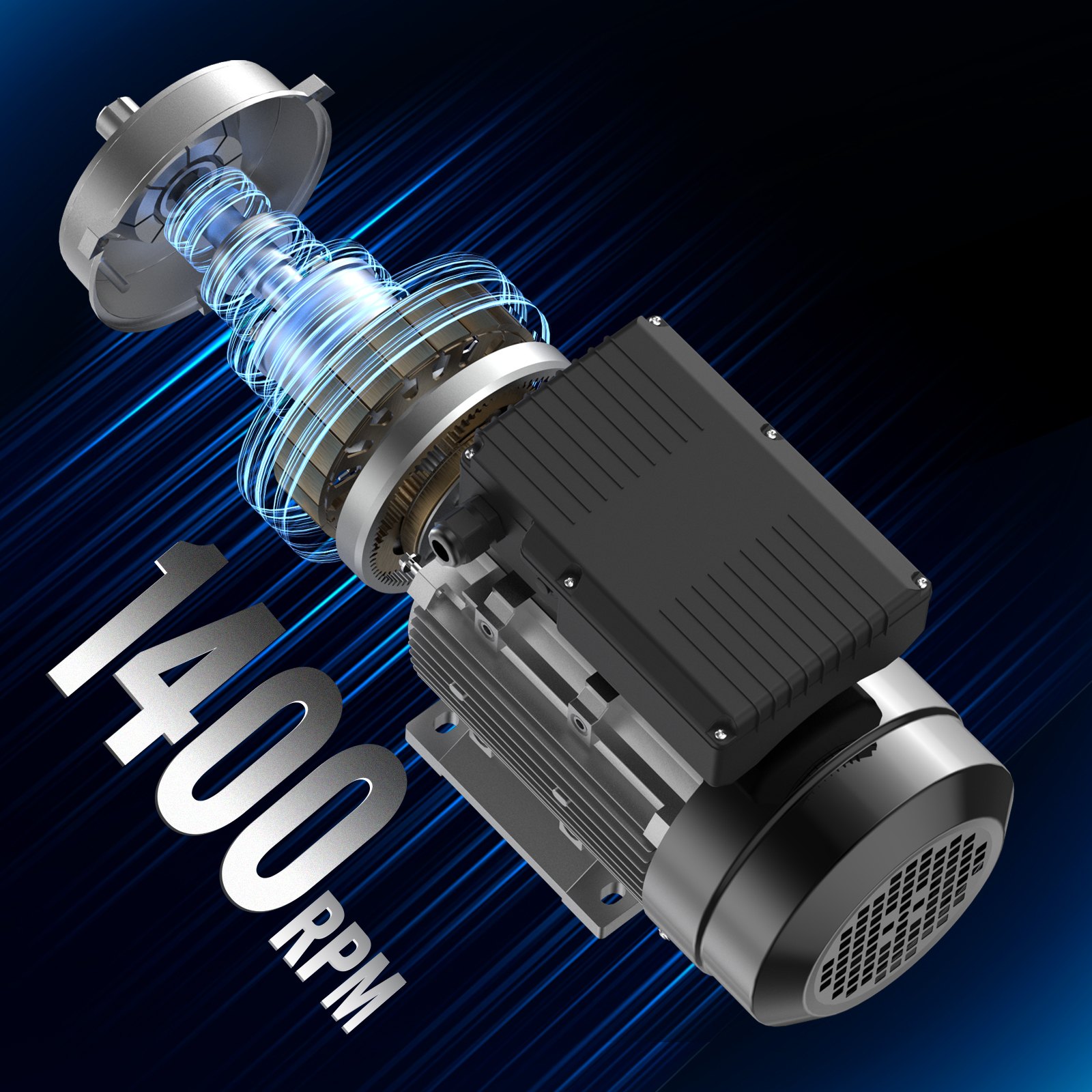 VEVOR 1.5KW Electric Motor 1400 rpm, AC 220~240V 9.85A, 90L, B34 Frame, Air Compressor Motor Single Phase, 24mm Keyed Shaft, CW/CCW Rotation for Agricultural Machinery and General Equipment