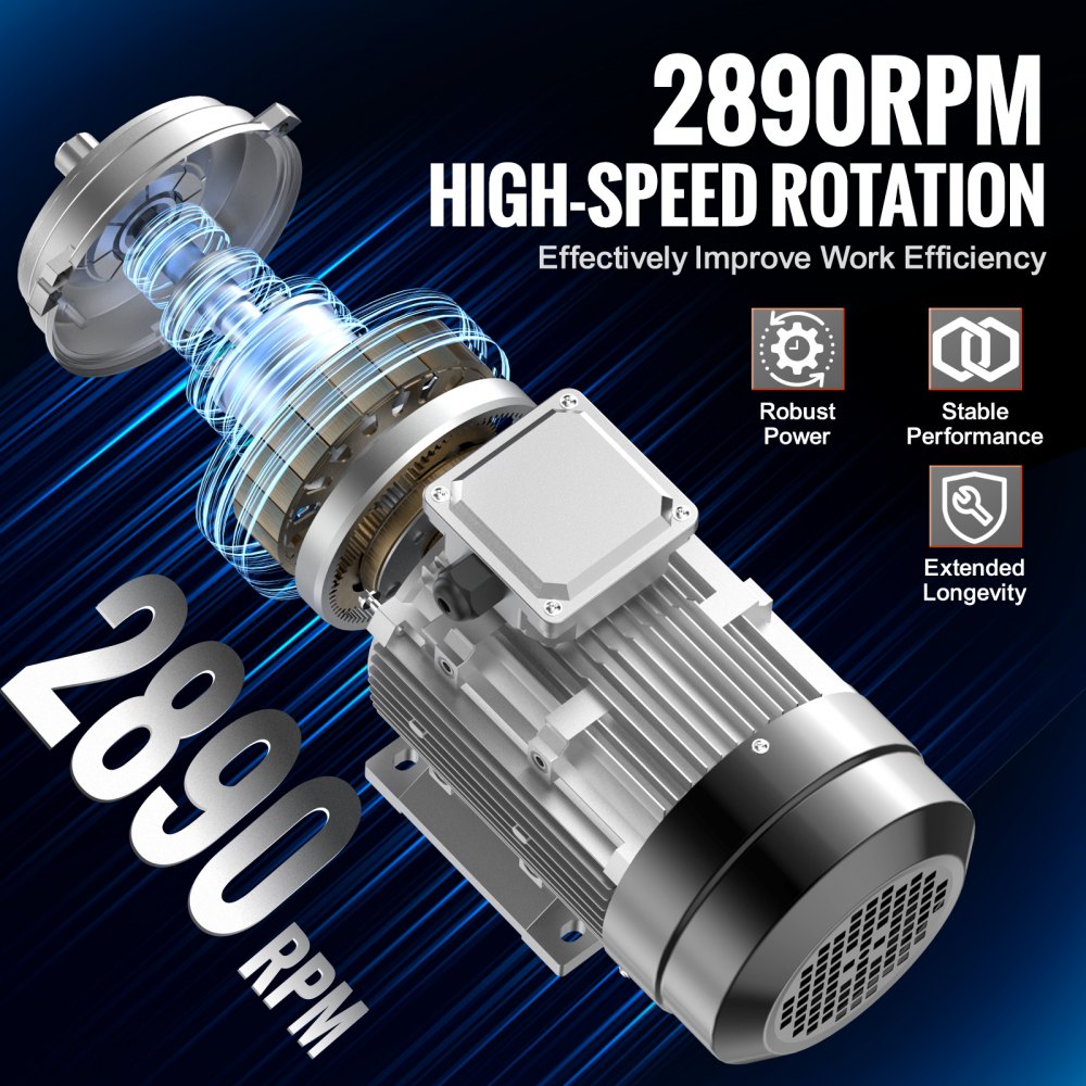 VEVOR 2.2KW Electric Motor 2890 rpm, AC 400V 4.7A, 90L, B3 Frame, Air Compressor Motor 3-Phase, 24mm Keyed Shaft, CW/CCW Rotation for Agricultural Machinery and General Equipment