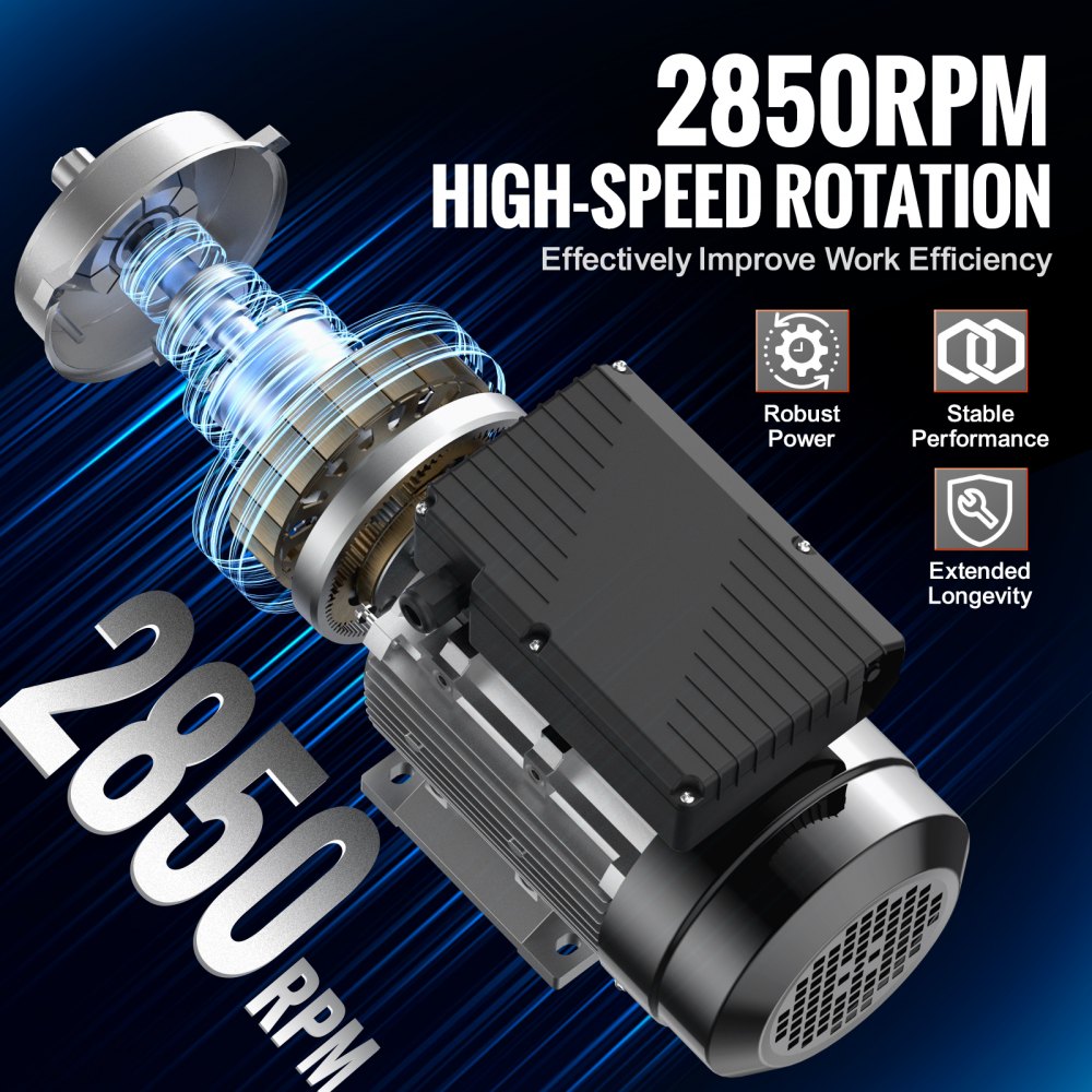VEVOR 0.75KW Electric Motor 2850 rpm, AC 220~240V 5.15A, 80, B34 Frame, Air Compressor Motor Single Phase, 19mm Keyed Shaft, CW/CCW Rotation for Agricultural Machinery and General Equipment