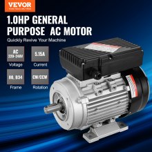 VEVOR 0.75KW Electric Motor 2850 rpm, AC 220~240V 5.15A, 80, B34 Frame, Air Compressor Motor Single Phase, 19mm Keyed Shaft, CW/CCW Rotation for Agricultural Machinery and General Equipment