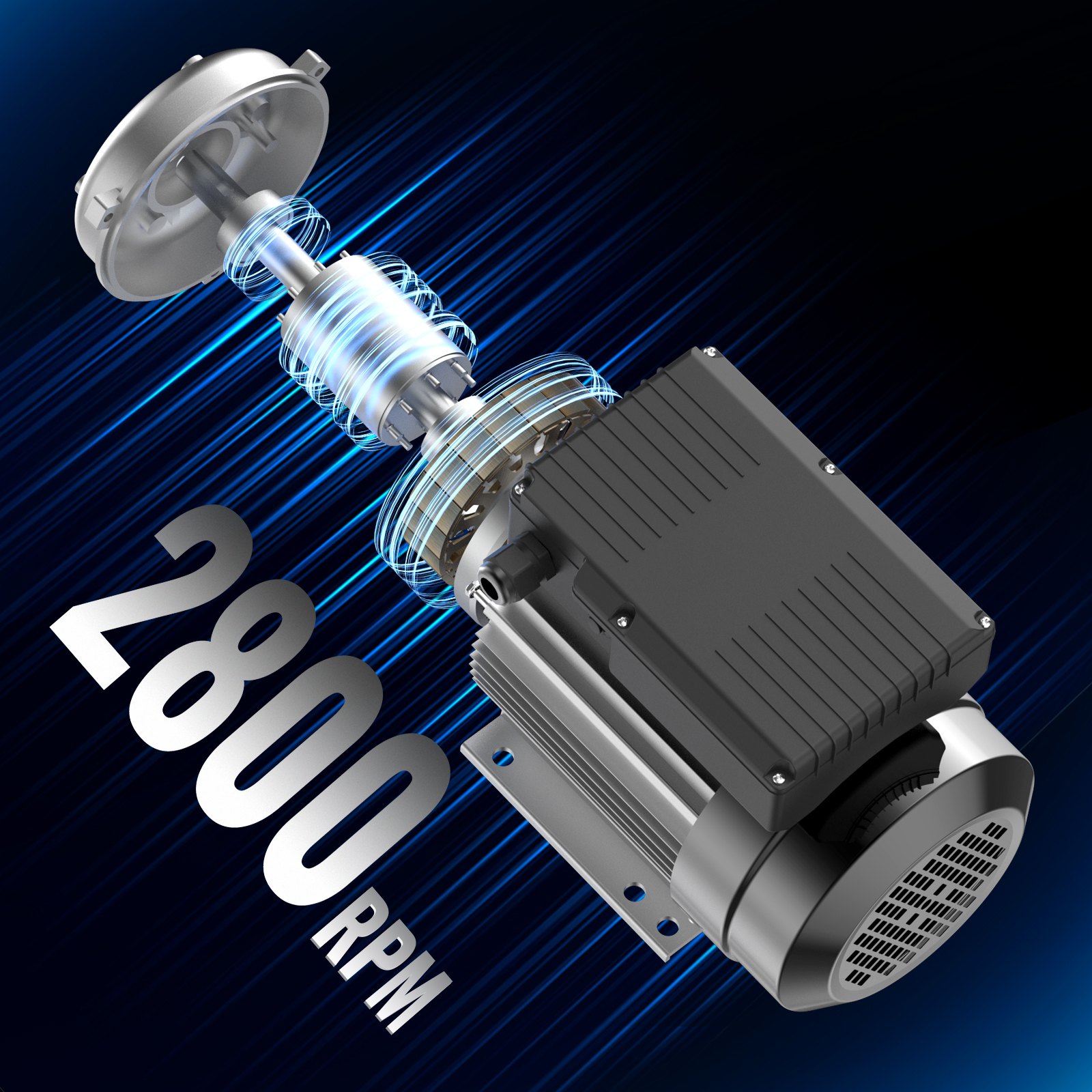 VEVOR 2.2KW Electric Motor 2800 rpm, AC 220~240V 13.8A, 90L, B3 Frame, Air Compressor Motor Single Phase, 24mm Keyed Shaft, CW/CCW Rotation for Agricultural Machinery and General Equipment