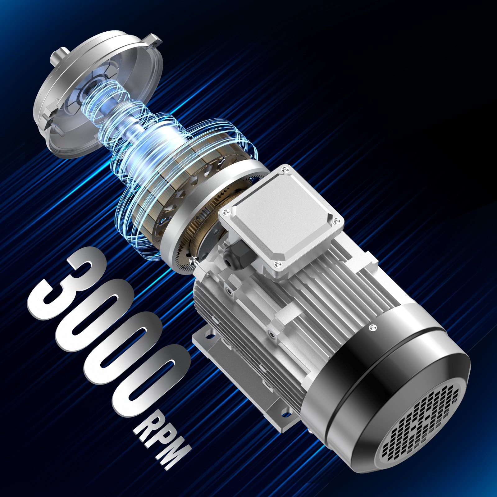 VEVOR 1.5KW Electric Motor 3000 rpm, AC 230V/400V 9.5A/3.5A, 90L, B3 Frame, Air Compressor Motor 3-Phase, 24mm Keyed Shaft, CW/CCW Rotation for Agricultural Machinery and General Equipment