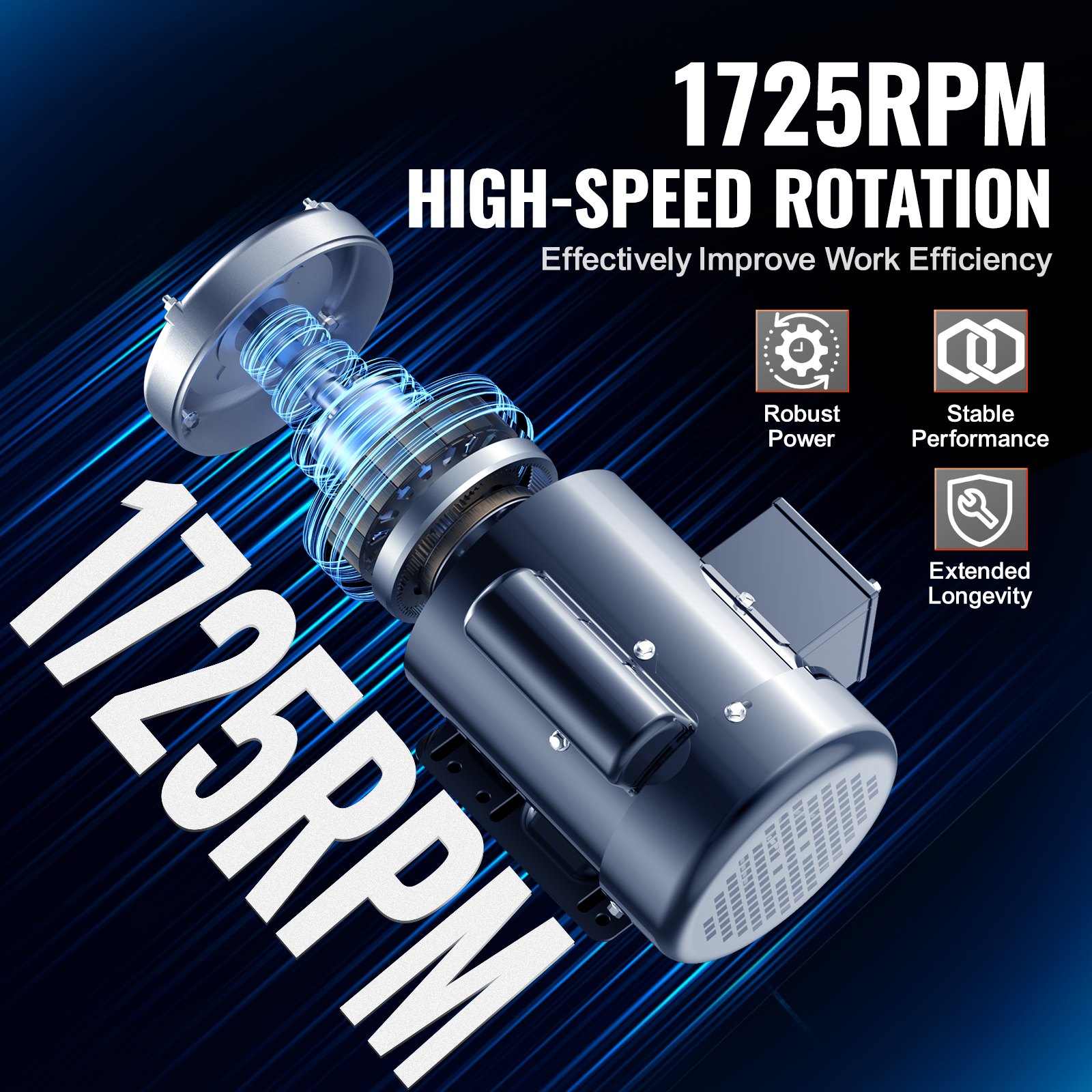 VEVOR 0.75HP Electric Motor 1725 rpm, AC 115V/230V, 56 Frame, Air Compressor Motor Single Phase, 5/8" Keyed Shaft, CW/CCW Rotation for Agricultural Machinery and General Equipment