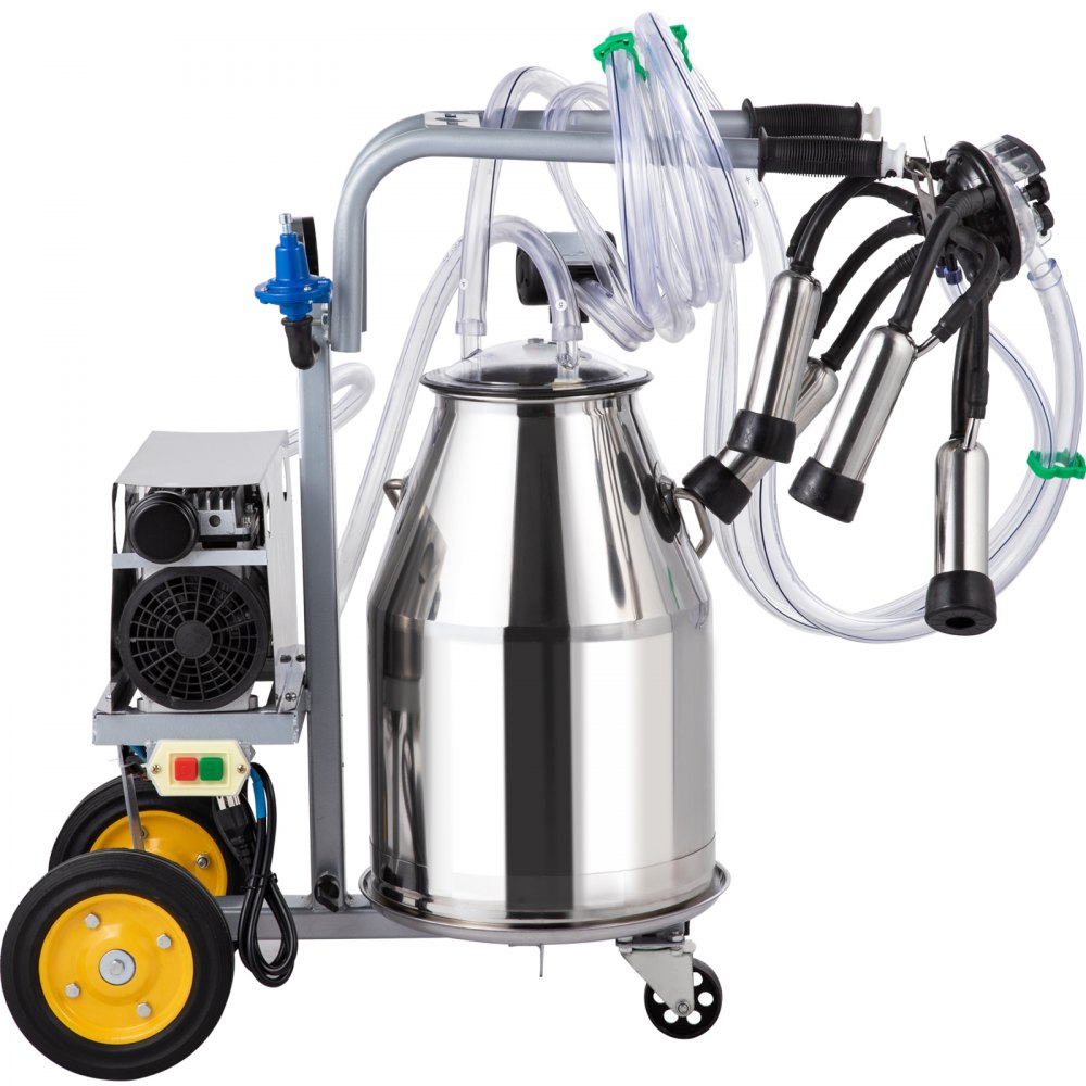 VEVOR Electric Milking Machine 25L,Milker Machine 5-8 Cows per Hour, 0.55KW 1680 RPM Milking Equipment with 25L 304 Stainless Steel Bucket Single Cow Milking Machine Bucket Milker for Cows and Goat