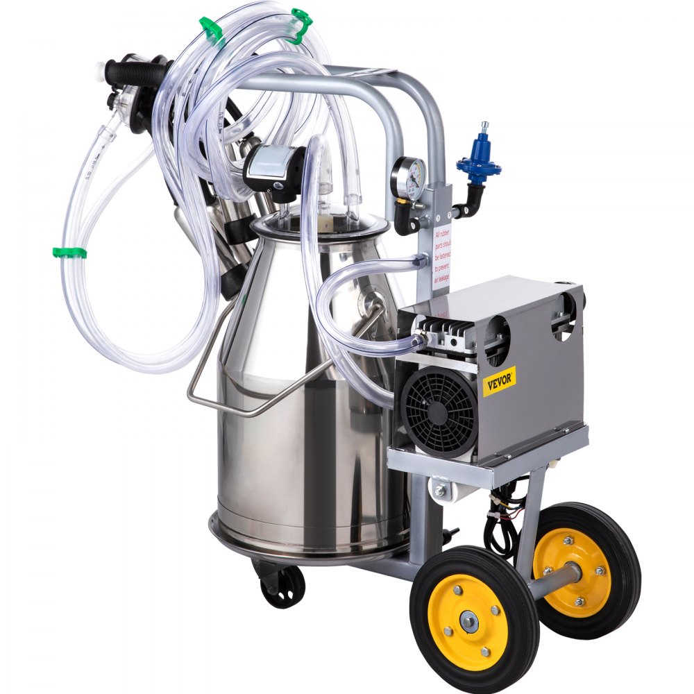 VEVOR Electric Milking Machine 25L,Milker Machine 5-8 Cows per Hour, 0.55KW 1680 RPM Milking Equipment with 25L 304 Stainless Steel Bucket Single Cow Milking Machine Bucket Milker for Cows and Goat