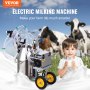 VEVOR Electric Milking Machine 25L, Milker Machine 5-8 Cows per Hour, 0.55 KW 1680 RPM Milking Equipment with 25L 304 Stainless Steel Bucket Single Cow Milking Machine Bucket Milker for Cows and Goat