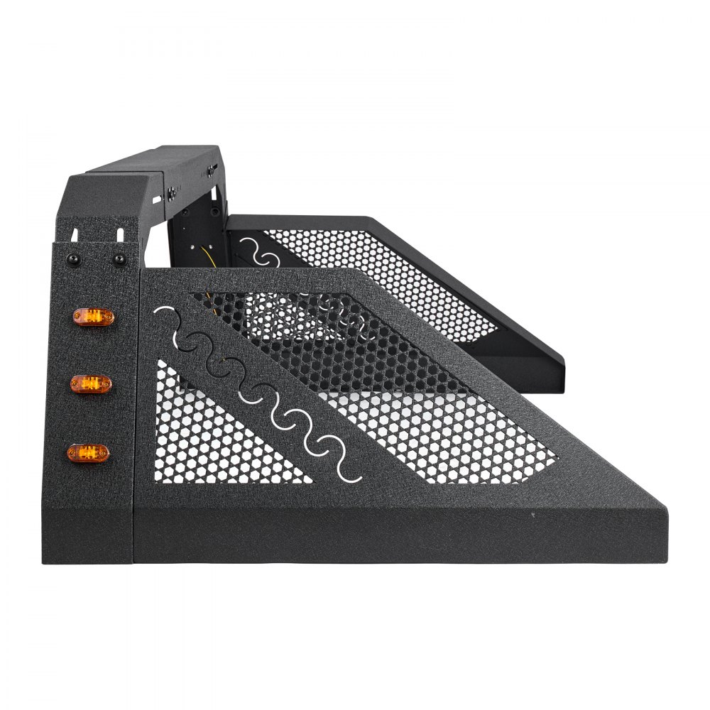 VEVOR Truck Bed Roll Bar, Universal Pickup Sport Adjustable Bar Chase Rack Compatible with Full-Size Truck, Carbon Steel Construction with 6 Amber Auxiliary Lights, No Rack Included