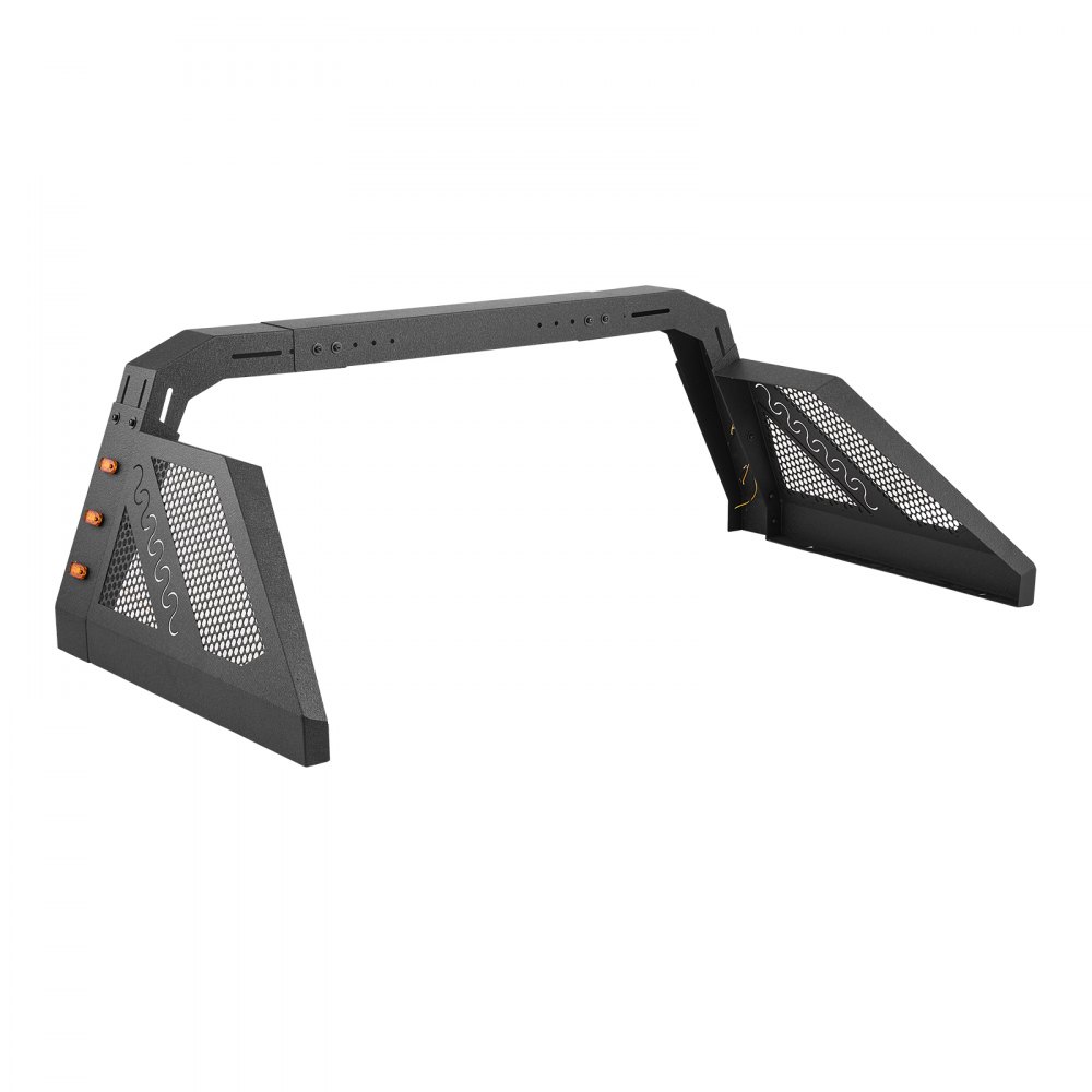 VEVOR Truck Bed Roll Bar, Universal Pickup Sport Adjustable Bar Chase Rack Compatible with Full-Size Truck, Carbon Steel Construction with 6 Amber Auxiliary Lights, No Rack Included