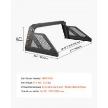 Truck Bed Roll Bar Universal Chase Rack with Light for Full-Size Pickup