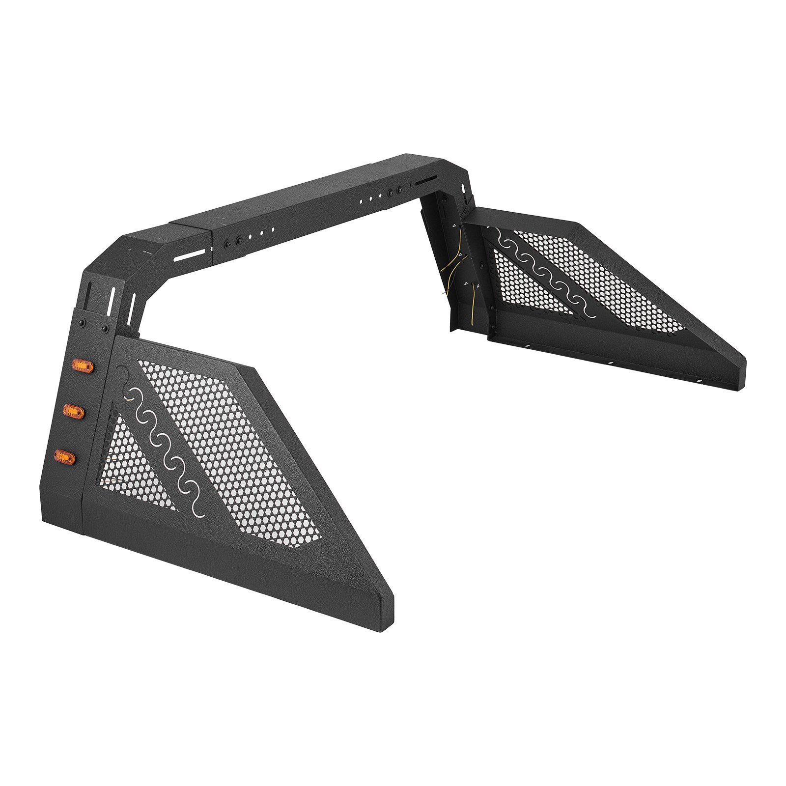 VEVOR Truck Bed Roll Bar, Universal Pickup Sport Adjustable Bar Chase Rack Compatible with Full-Size Truck, Carbon Steel Construction with 6 Amber Auxiliary Lights, No Rack Included