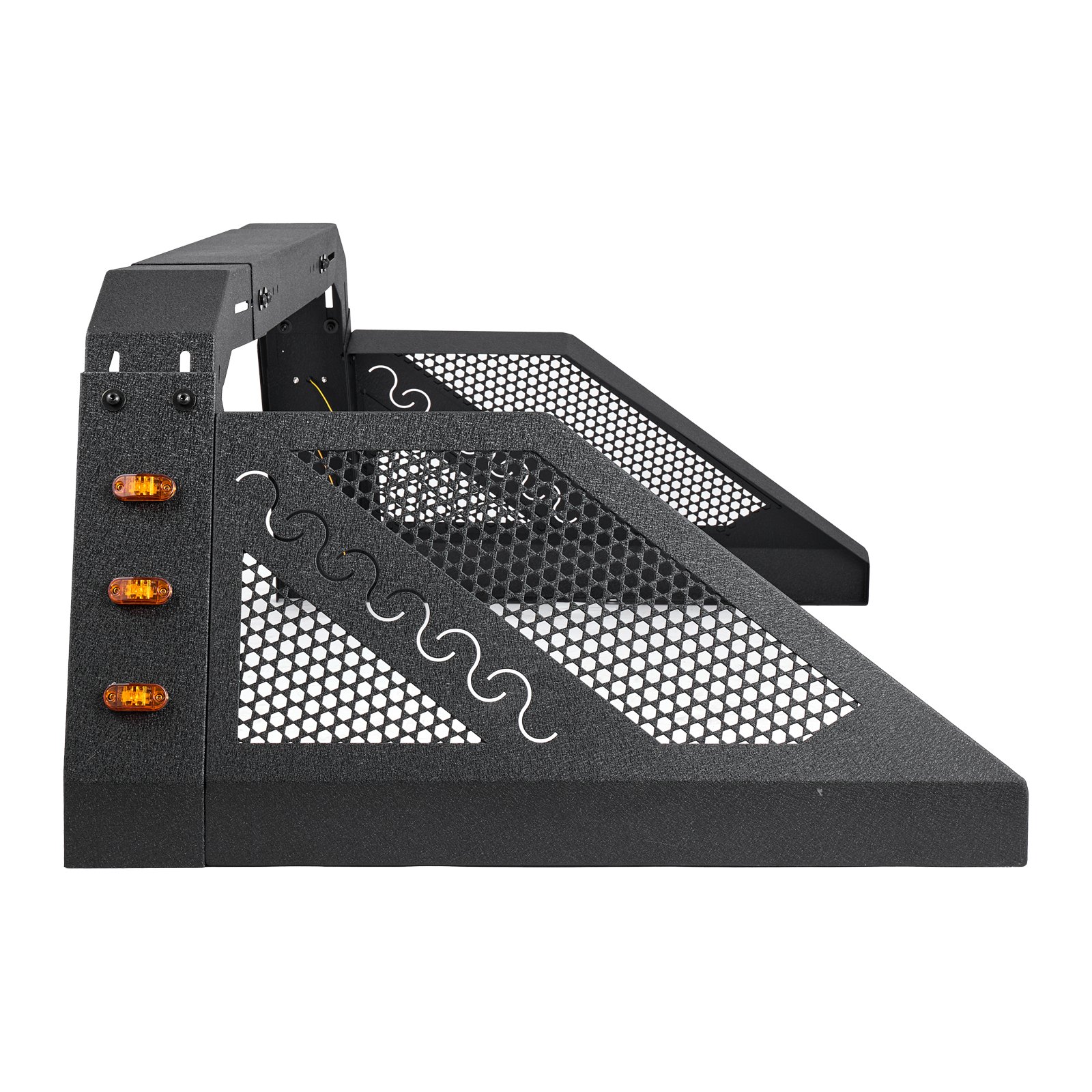 VEVOR Truck Bed Roll Bar, Universal Pickup Sport Adjustable Bar Chase Rack Compatible with Full-Size Truck, Carbon Steel Construction with 6 Amber Auxiliary Lights, No Rack Included